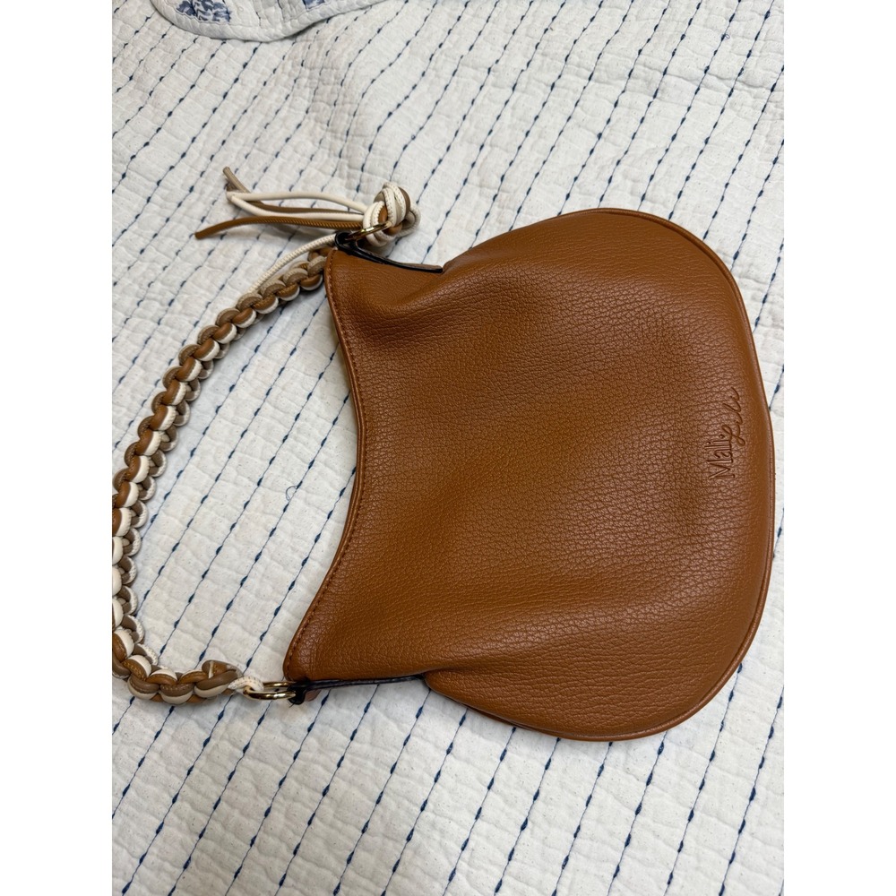 Mali + Lili Brown Vegan Leather Braided Handle Shoulder Bag Tassel Hobo Purse - Picture 5 of 5